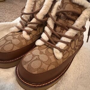 Coach Tan and Brown Winter Boots
